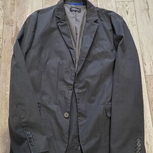 42R Men's Casual Claiborne Blazer Dark Gray 2 Button Lined Jacket 100% Cotton